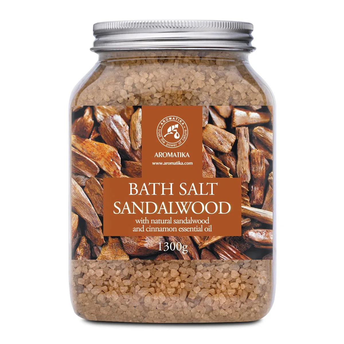 Sale da Bagno Sandalo - 1300g - Sali Marini da Bagno con Olio Essenziale di Cannella e Sandalo - Bagno Rilassante - Buon Sonno - Sali da Bagno per Aromaterapia 1.3 kg