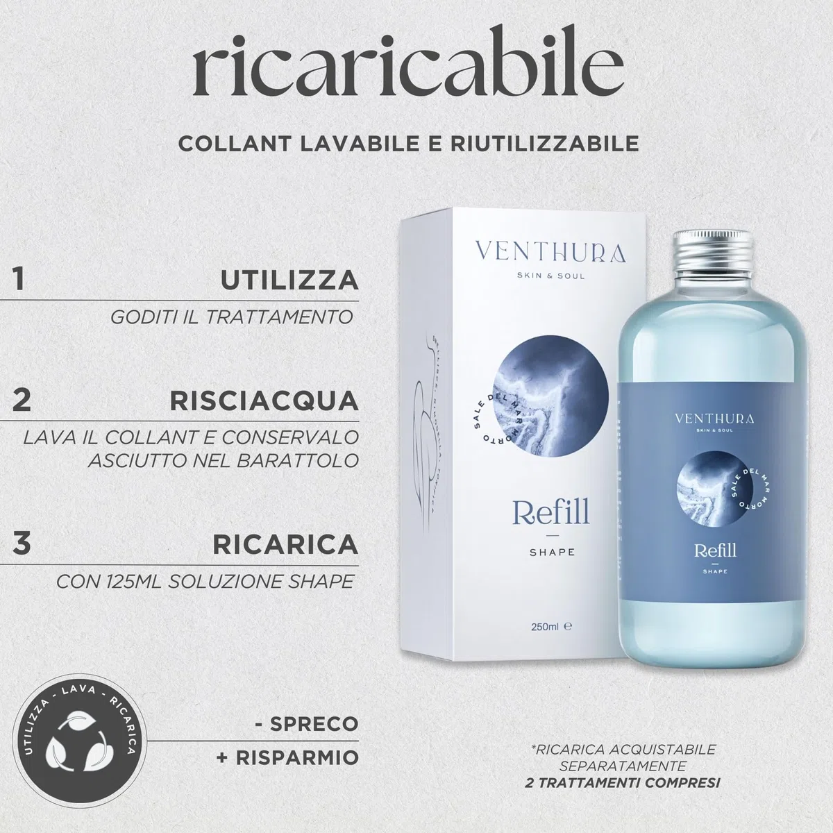Venthura - PurePant Collant Drenanti Anticellulite Ricaricabili - Trattamento Anticellulite Professionale al Sale del Mar Morto - Pantacartene in Omaggio
