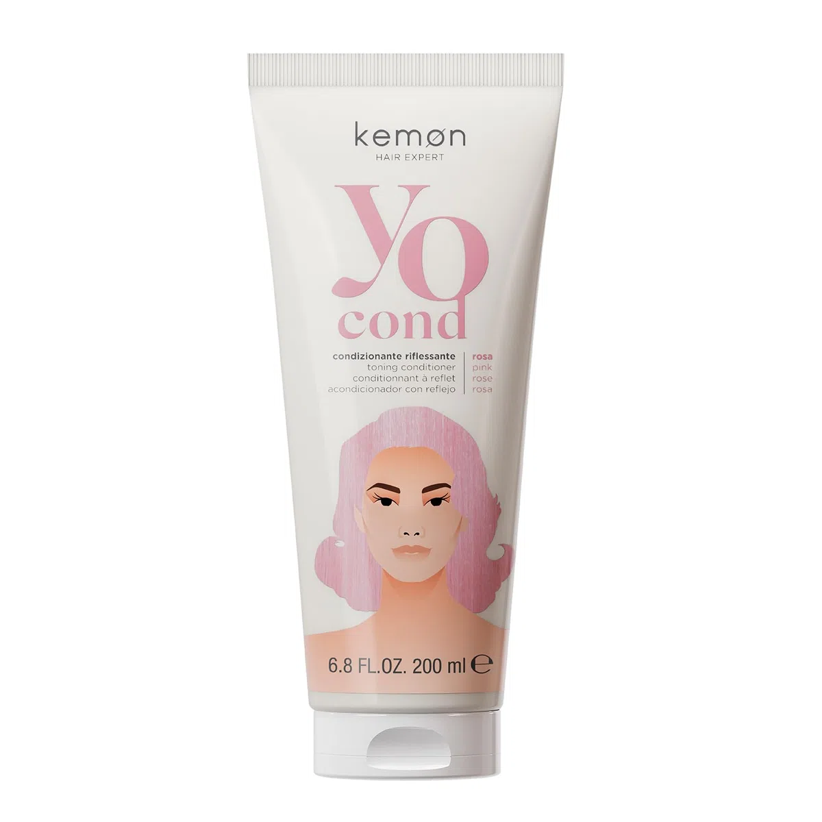 Kemon Yo Cond Rosa - Maschera Riflessante Professionale con Formula YoVeg e Velian Complex, Nutre e Illumina i Capelli in 3 Minuti, 88% Ingredienti Naturali, 200 ml