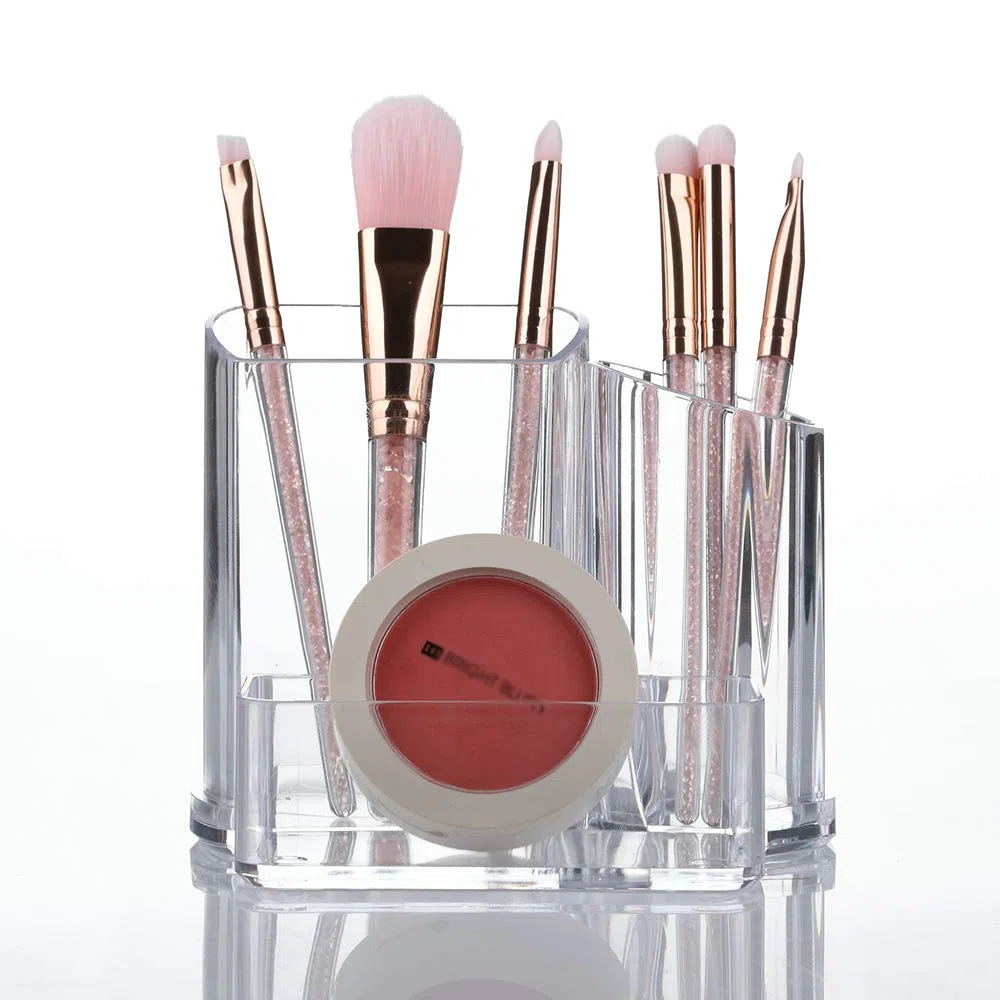 Porta pennelli Organizer per Trucco 3 Sezioni Supporto Acrilico per Cosmetici per Trucco, Casa, Ufficio, Bagno