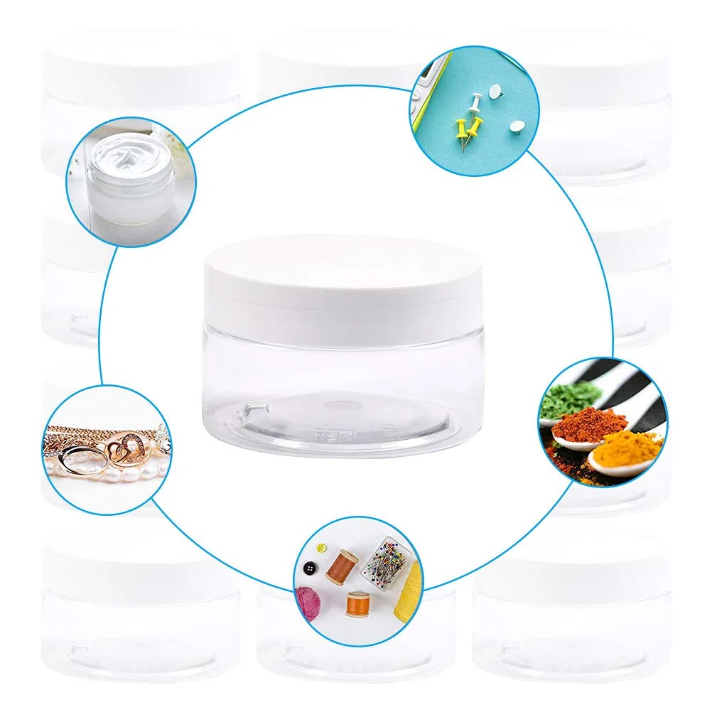 BUYGOO Contenitori Cosmetico 100ml/80g Vaso 12PZ, Vasetti Barattolo Plastica Bottiglie di Stoccaggio per Cosmetici Miele Tè