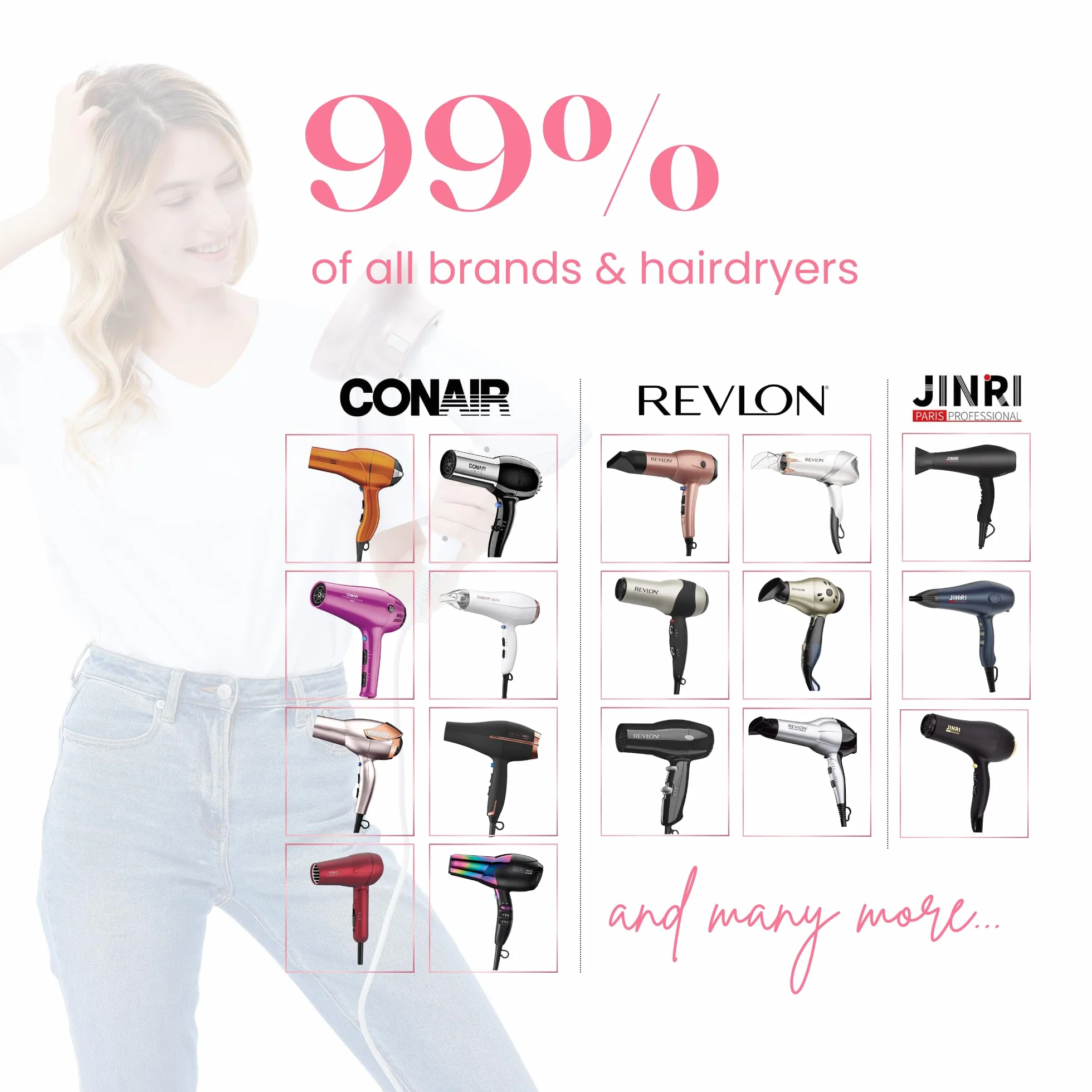 universale dei capelli diffusore forte holding" adattabile per asciugacapelli con da 4,4 cm a 6,6 cm per ricci o capelli mossi, Diffusore per capelli ricci, phon, compatibile (Nero)