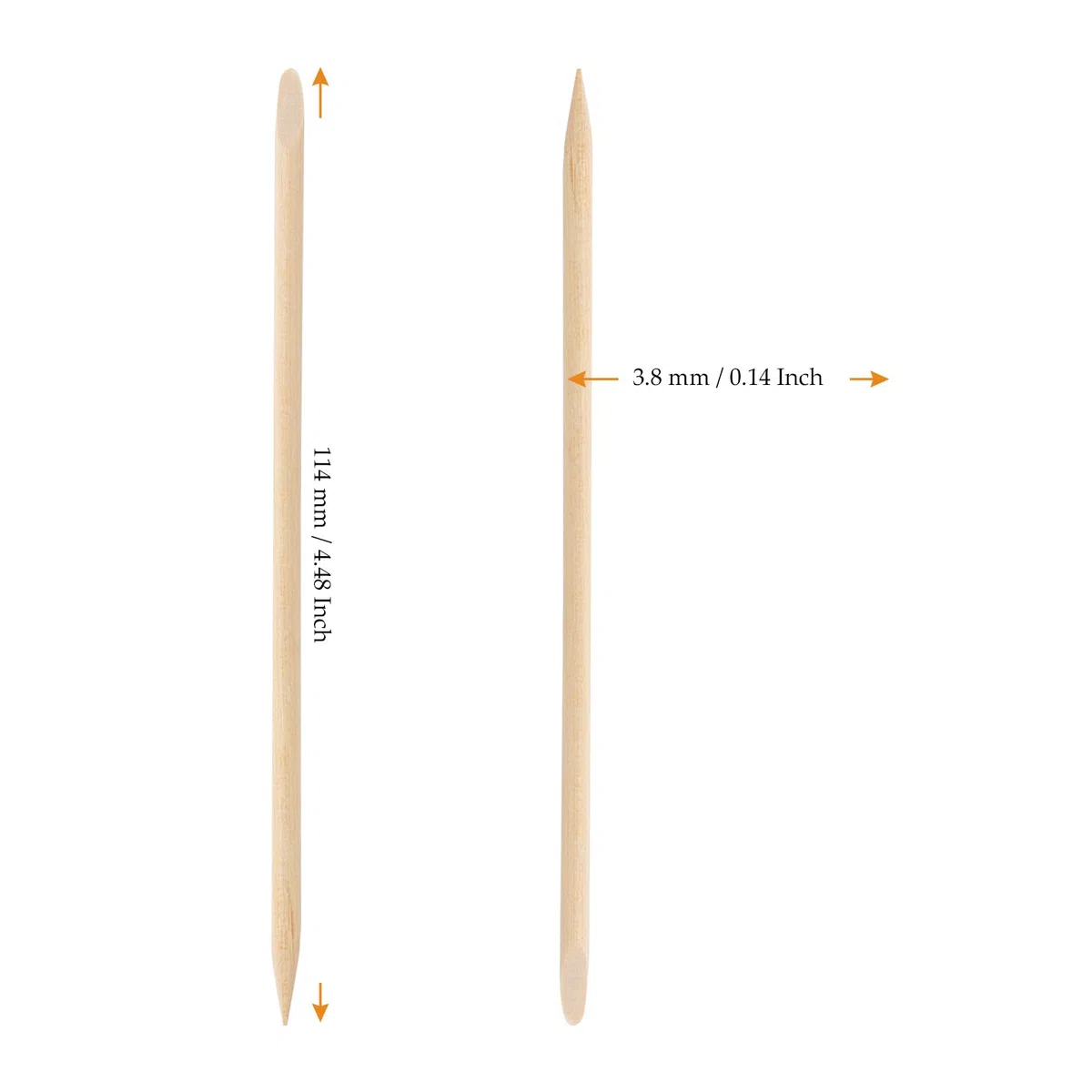MUKCHAP 1200 bastoncini per unghie in legno arancione, bastoncini per manicure, bifacciali, spingi cuticole in legno, per manicure e pedicure