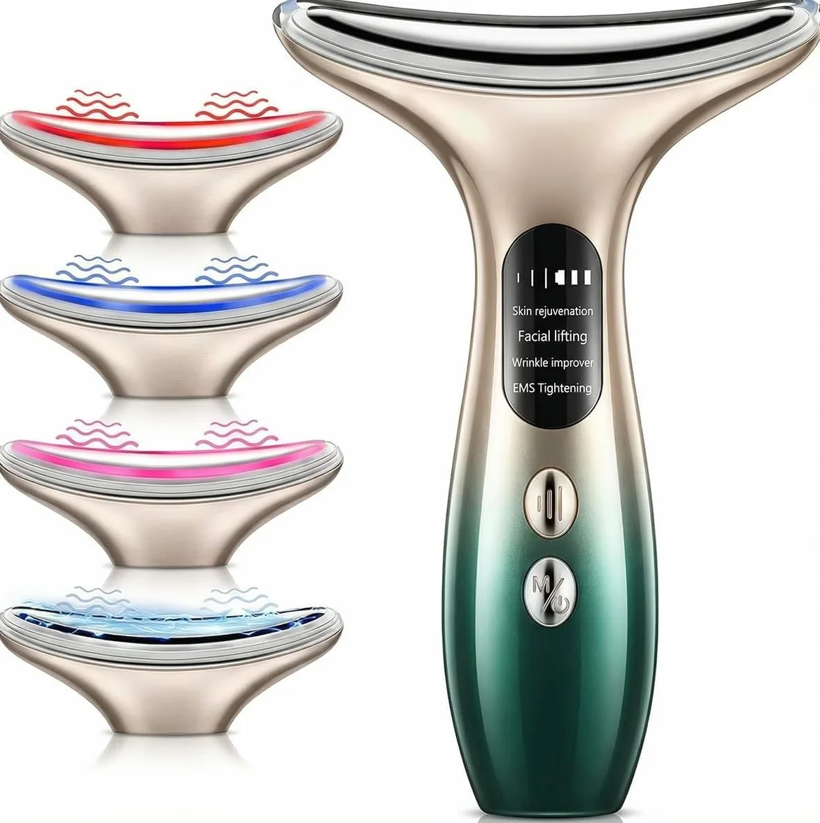 Ultrasuoni Viso Antirughe,Massaggiatore viso a micro corrente EMS,Dispositivo di Bellezza con 4 Colori LED, 4 modalità Massaggiatore per la rimozione delle rughe