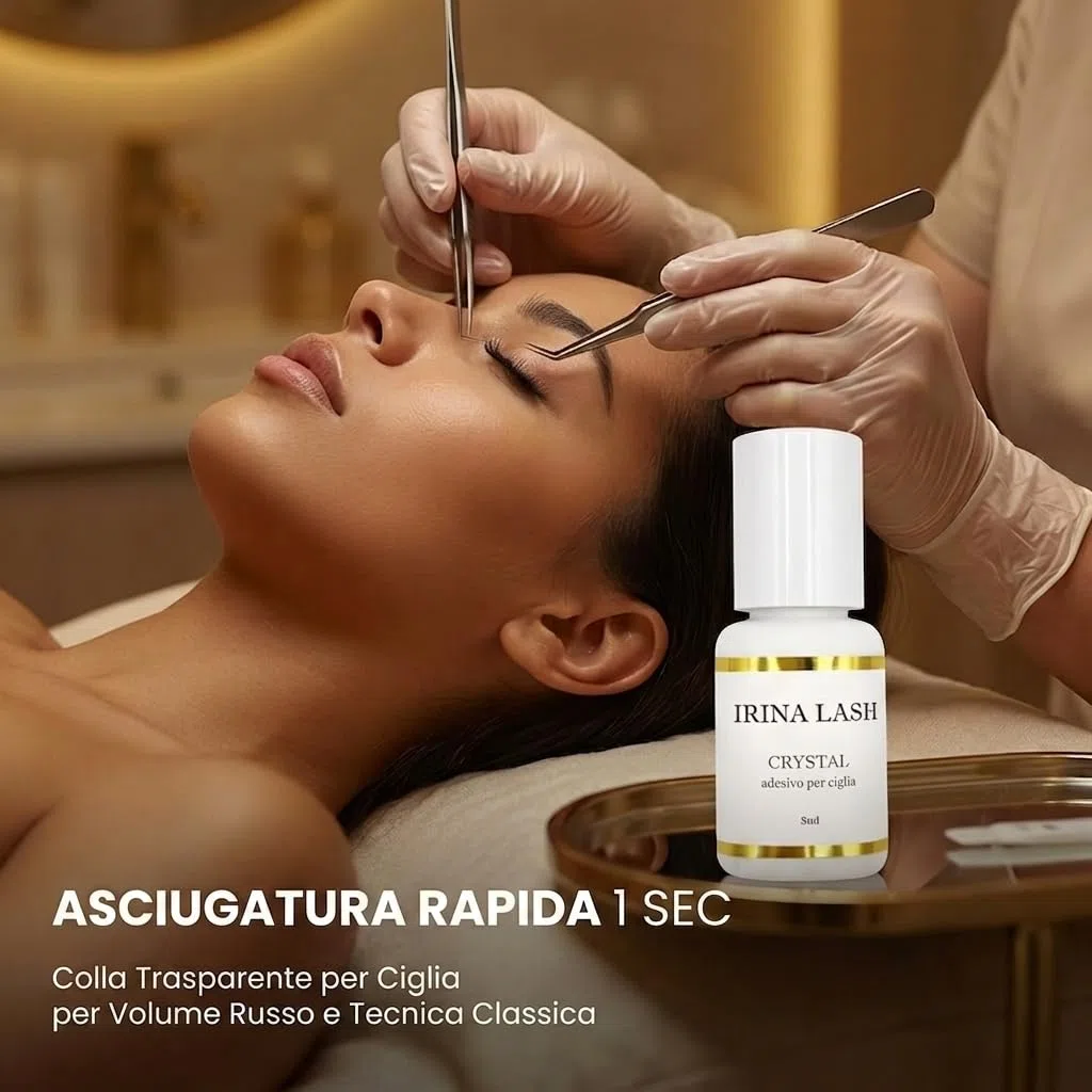 Colla per ciglia Extension, Volume Crystal, Registrazione sanitaria, Asciugatura rapida in 1 secondo, incollatura in 7 sec, 5 ml nero per extension - Irina Lash