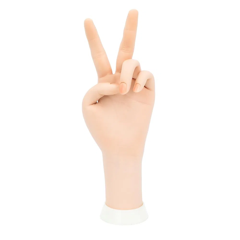 Manicure Practice Hands & Fingers Nail Hand Practice Model Flexible Movable Soft Plastic Hand for Fake Nail Art Starter Training (Right Hand) (Dark Skin Color)