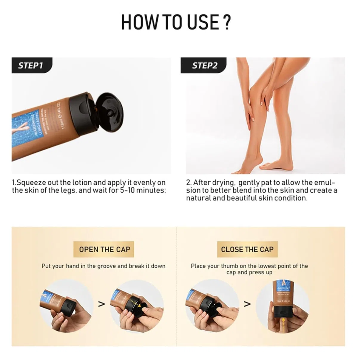 Trucco per le gambe impermeabile senza trasferimento, lozione per il trucco delle gambe, trucco per coprire le vene delle gambe, Trucco per coprire la cicatrice del corpo (#2)