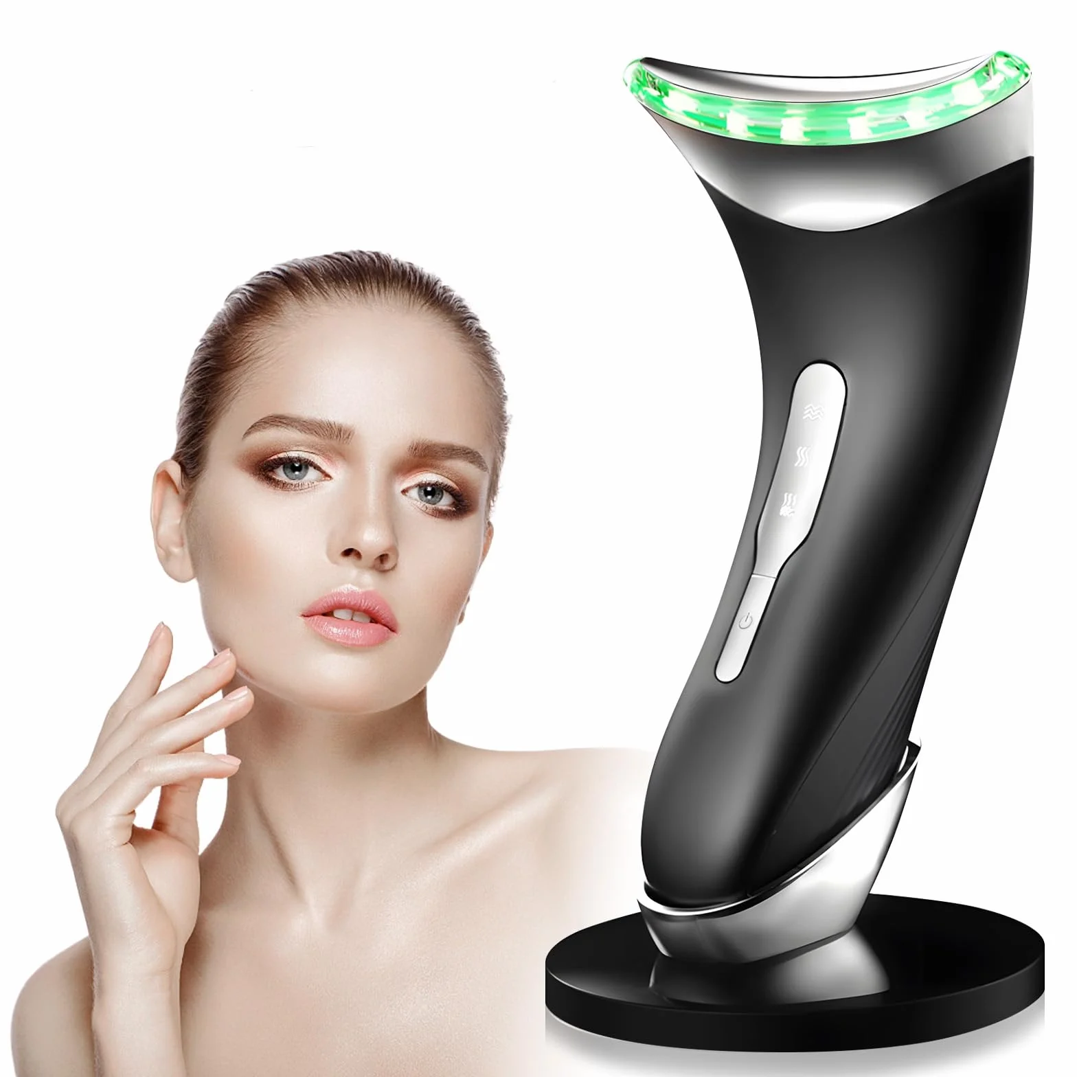 Anluomania Massaggiatore Viso Lifting, Dispositivo di Bellezza Antirughe, Face Massager, 3 Modalità, 45℃ Terapia del Caldo, Massaggio Viso EMS Gua Sha Rassodante Viso e Collo