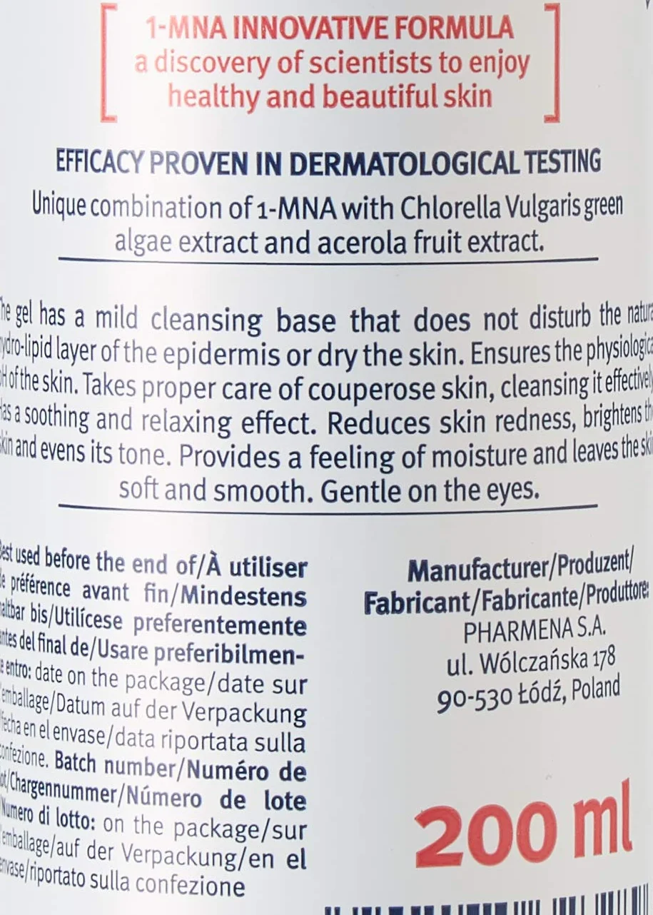 Anti-rossore Detergente Gel per Pelli Sensibili, Arrossamenti e Couperose, 200 ml
