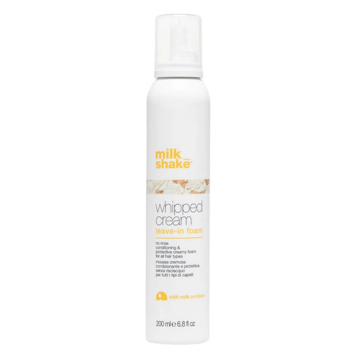 milk_shake | Conditioning Whipped Cream 200 ml, Mousse Leave-In per Capelli Morbidissimi, Made in Italy