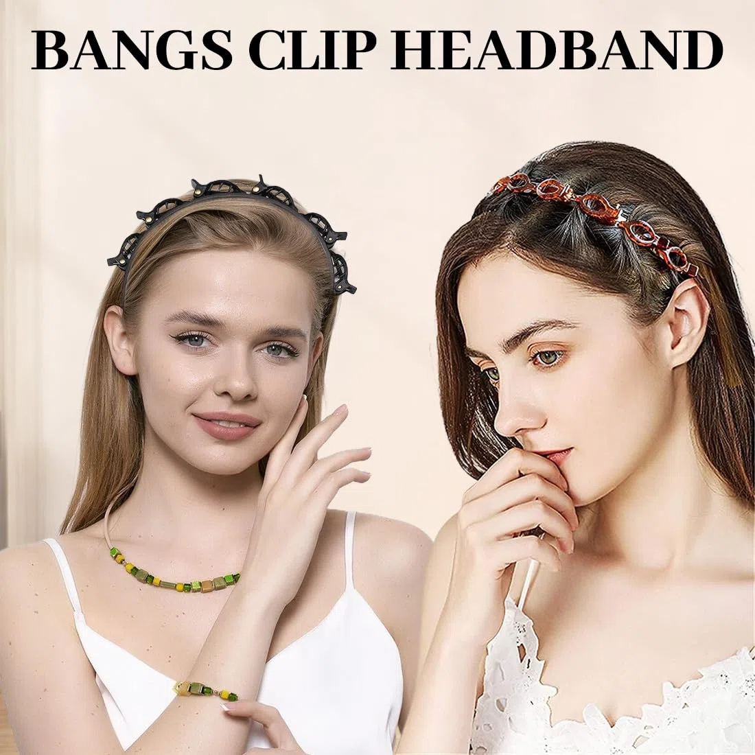 ZKGYUS - Bangs Hairstyle Hairpin, 2 PCS Frisurenhilfe Haarreif mit Klammern, Haarnadeln Friseurbedarf, Stirnband Haarhalter Haarschmuck Haarband,Haarband mit Clips, Twist Clip Stirnband
