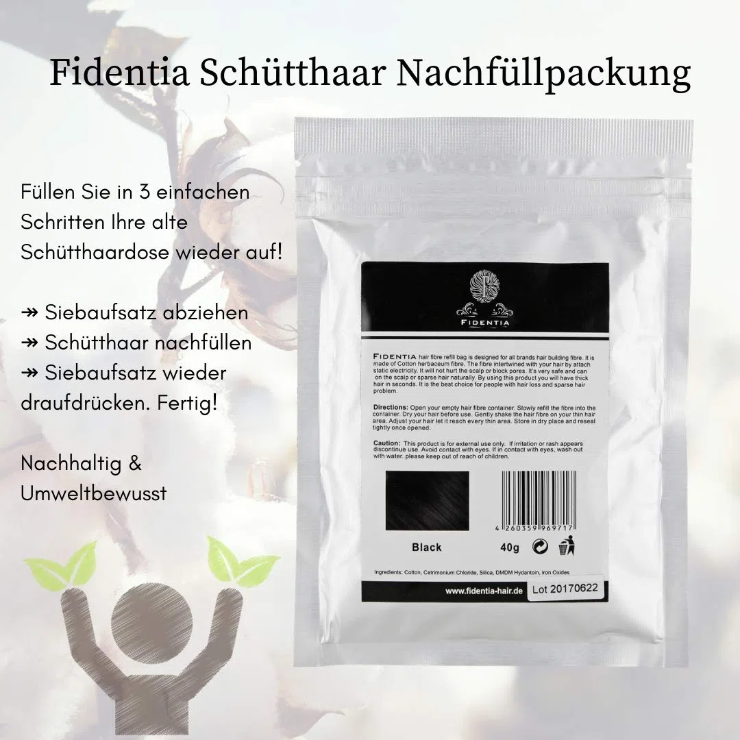 Fidentia Fibre per capelli, Confezione di ricarica 40g, (Castano Scuro)