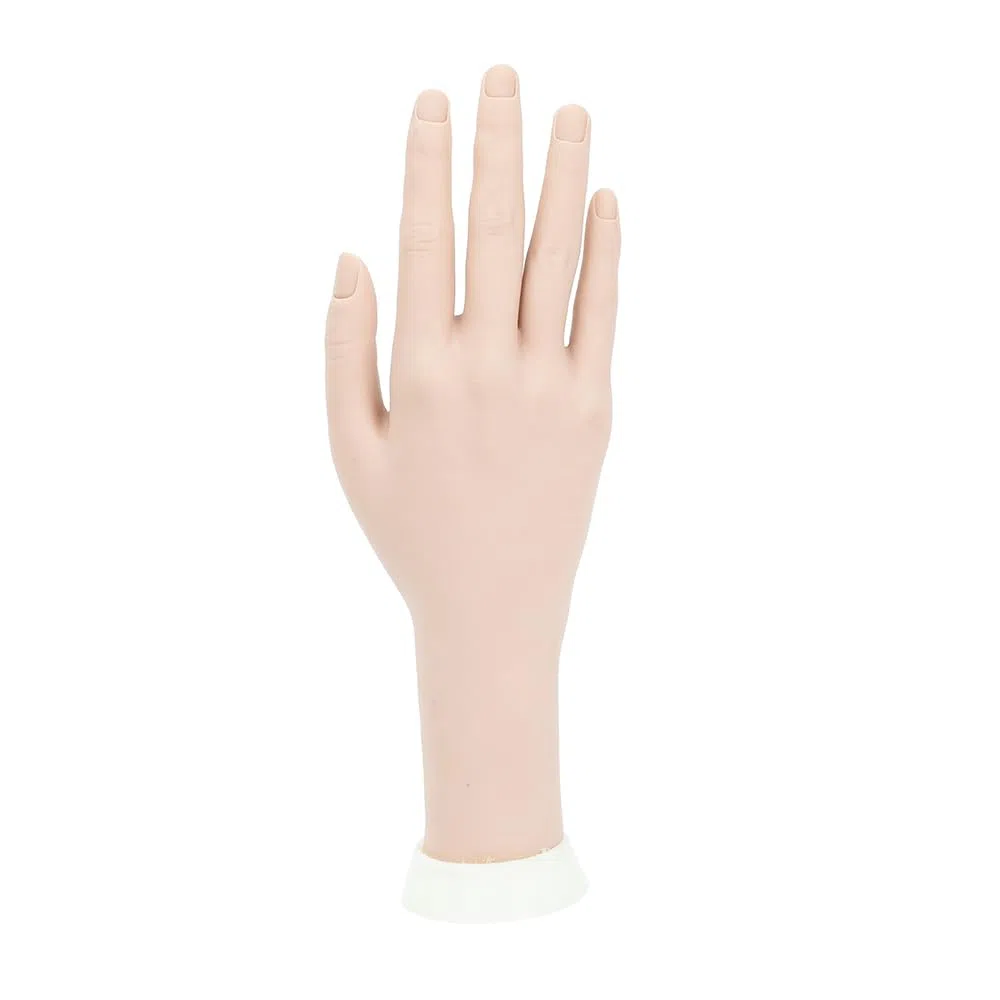 Manicure Practice Hands & Fingers Nail Hand Practice Model Flexible Movable Soft Plastic Hand for Fake Nail Art Starter Training (Right Hand) (Dark Skin Color)