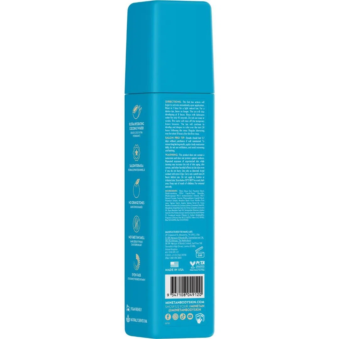 MINETAN BODY.SKIN - Schiuma autoabbronzante Minetan Coconut Tan | Collezione di trattamenti abbronzanti: finitura idratante per pelle scura