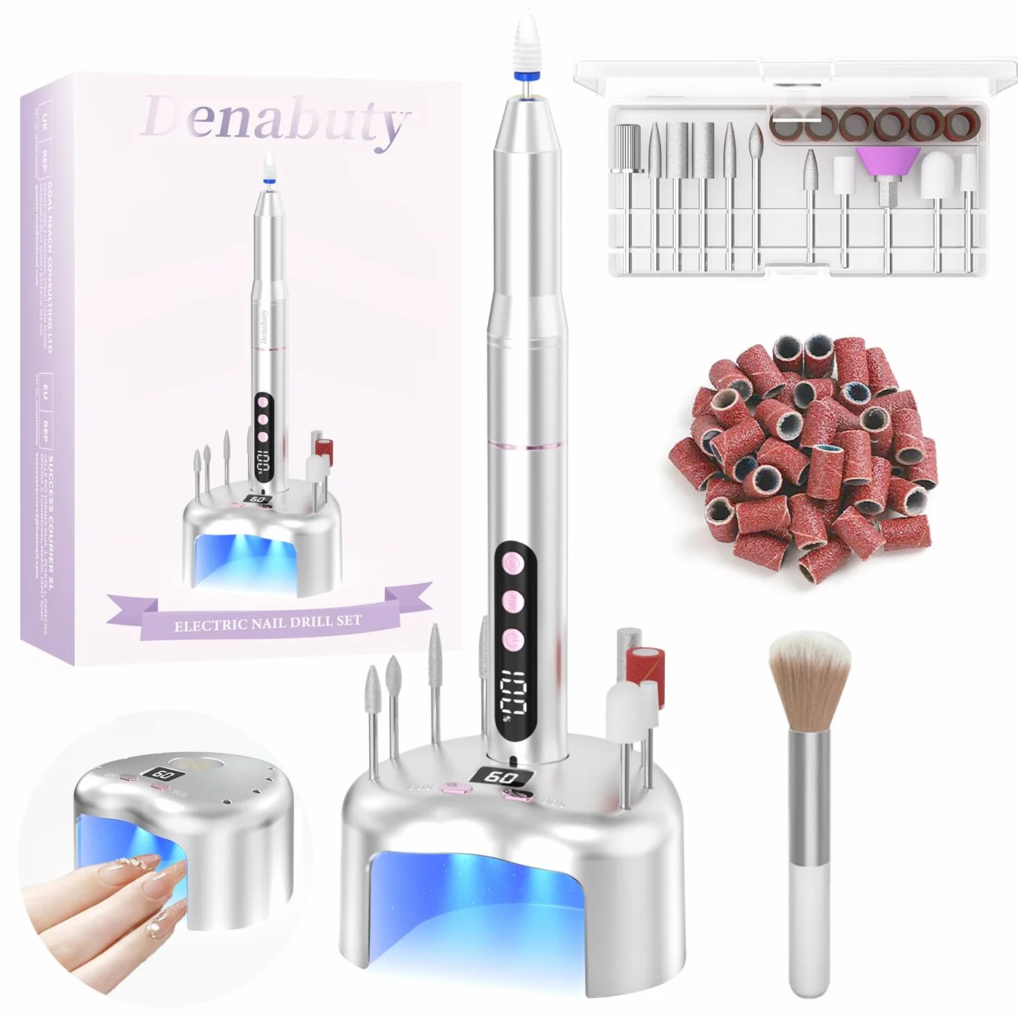 Fresa per unghie con supporto, 13 in 1, fresa in gel 35000 giri/min, lima elettrica professionale, per unghie semi-permanente e acriliche DN-2602S