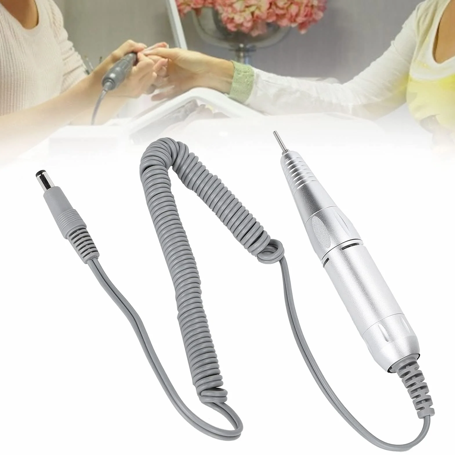 Manipolo per Trapano Unghie, 35000 RPM 12V Manico per Lucidatrice per Unghie Maniglia del Trapano del Chiodo Portatile Manico di Ricambio Professionale, per Manicure, Unghie Lucidate (Argento)