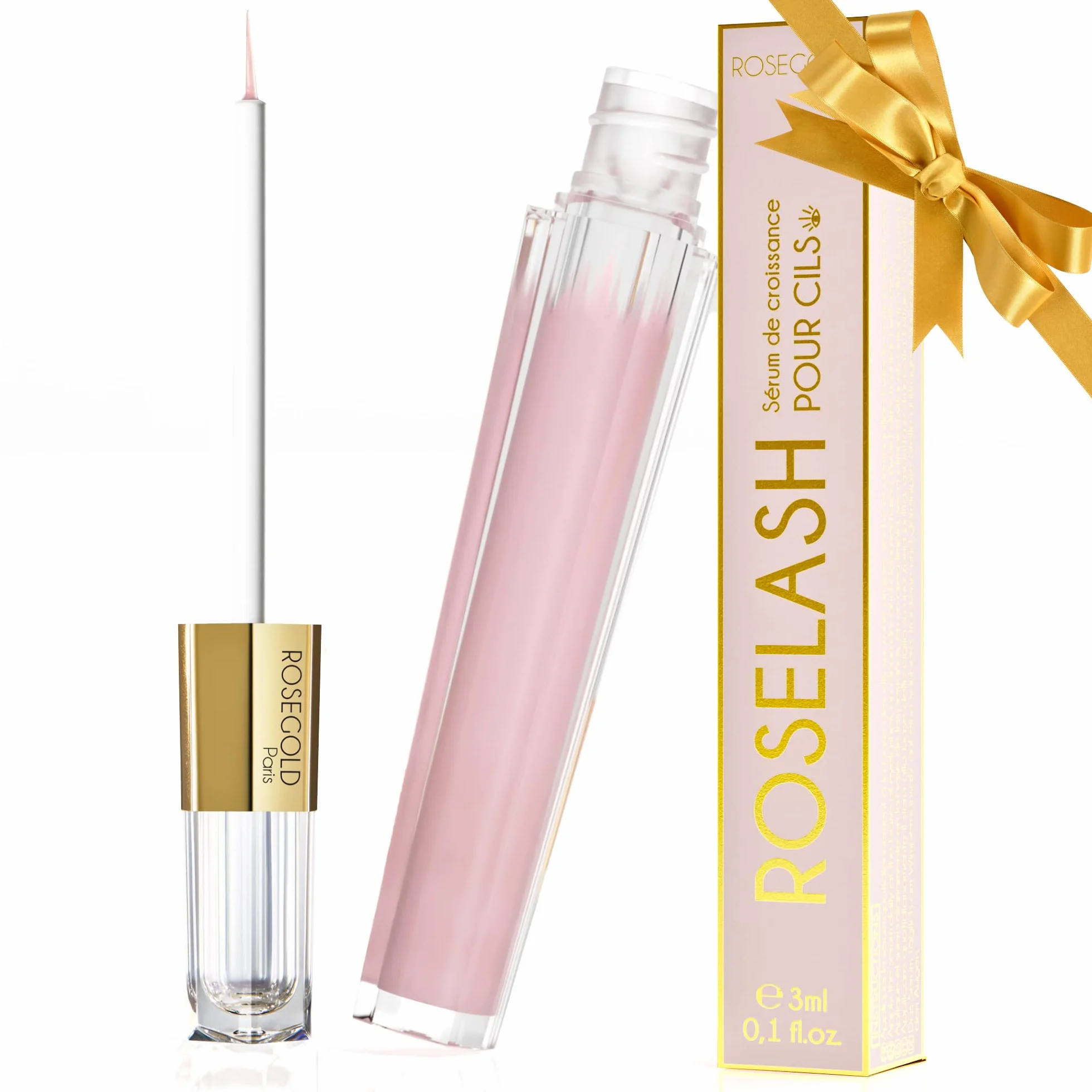 ROSEGOLD ROSELASH Siero Ciglia Eyelash Serum Lash Serum per Ciglia Più Lunghe Folte e Spesse - 99% Naturale - Made in France - Senza Ormoni Senza Profumo Vegan Cruelty Free