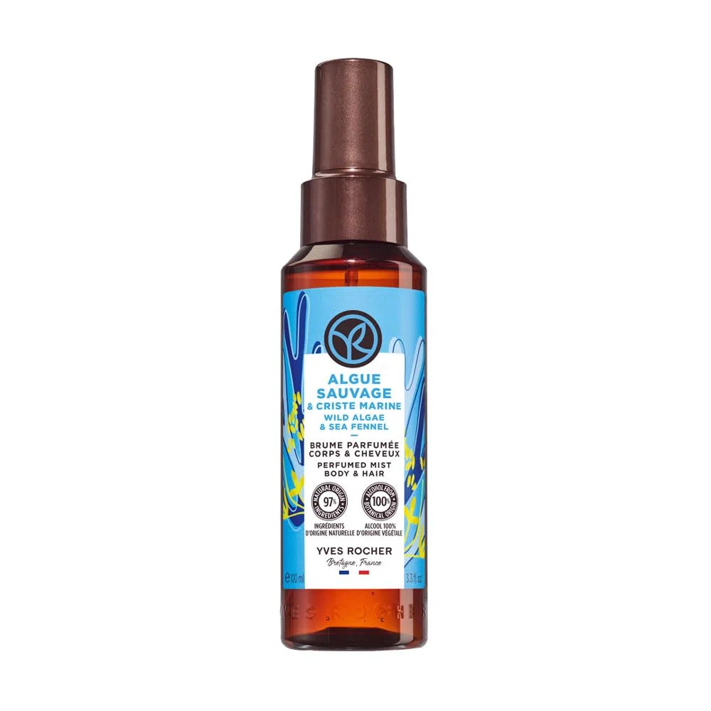Yves Rocher BRUME Profumo Spray profumato – Spray per corpo e capelli – con profumo di alga selvatica e finocchio marino, 100 ml