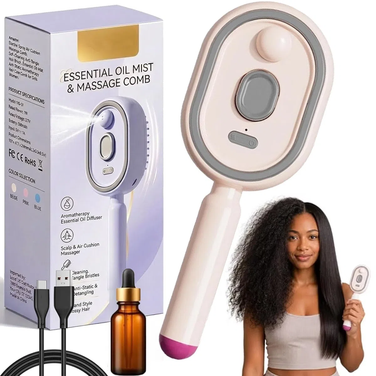 Spazzola a Vapore Per Capelli, Spazzola a Vapore Capelli (1PC Rosa)