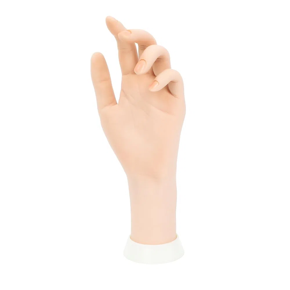 Manicure Practice Hands & Fingers Nail Hand Practice Model Flexible Movable Soft Plastic Hand for Fake Nail Art Starter Training (Right Hand) (Dark Skin Color)