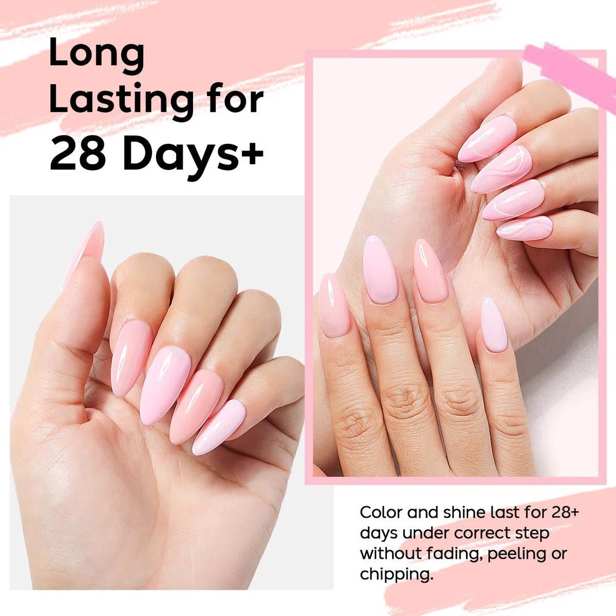 Nicedeco 4 in 1 Professionale Base Rubber Gel Kit Smalto Semipermanente Nudo per Unghie UV LED Soak Off Gel Set 37, 6X8ML