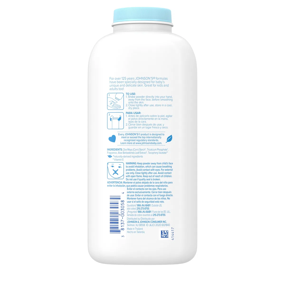 Johnson's Pasta di mais baby puro in polvere con aloe e vitamina E 425 ml