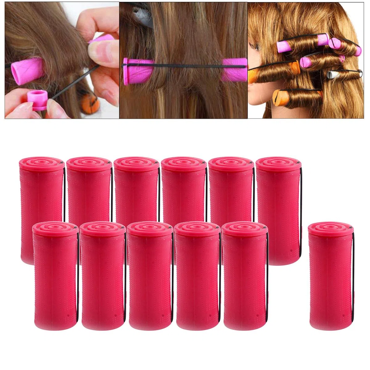Perm Rods Capelli Ricci Senza Calore Lungo Short Hair y Wavy Rod Perm Bigodini Kit, 12 pezzi 3,5 cm
