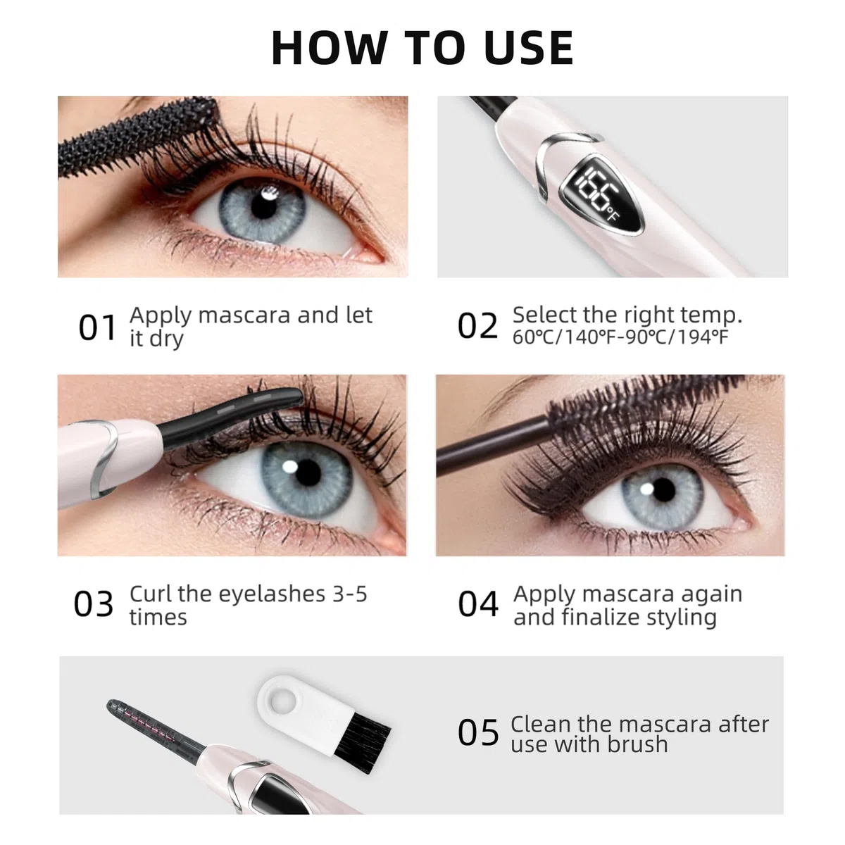 Heated Eyelash Curler, S600 Heated Lash Curler, Accurate Temperature Control Electric Eyelash Curler Heated - Intelligent Power Off, Fast Heating (Coral/Silver, S600-148MM)