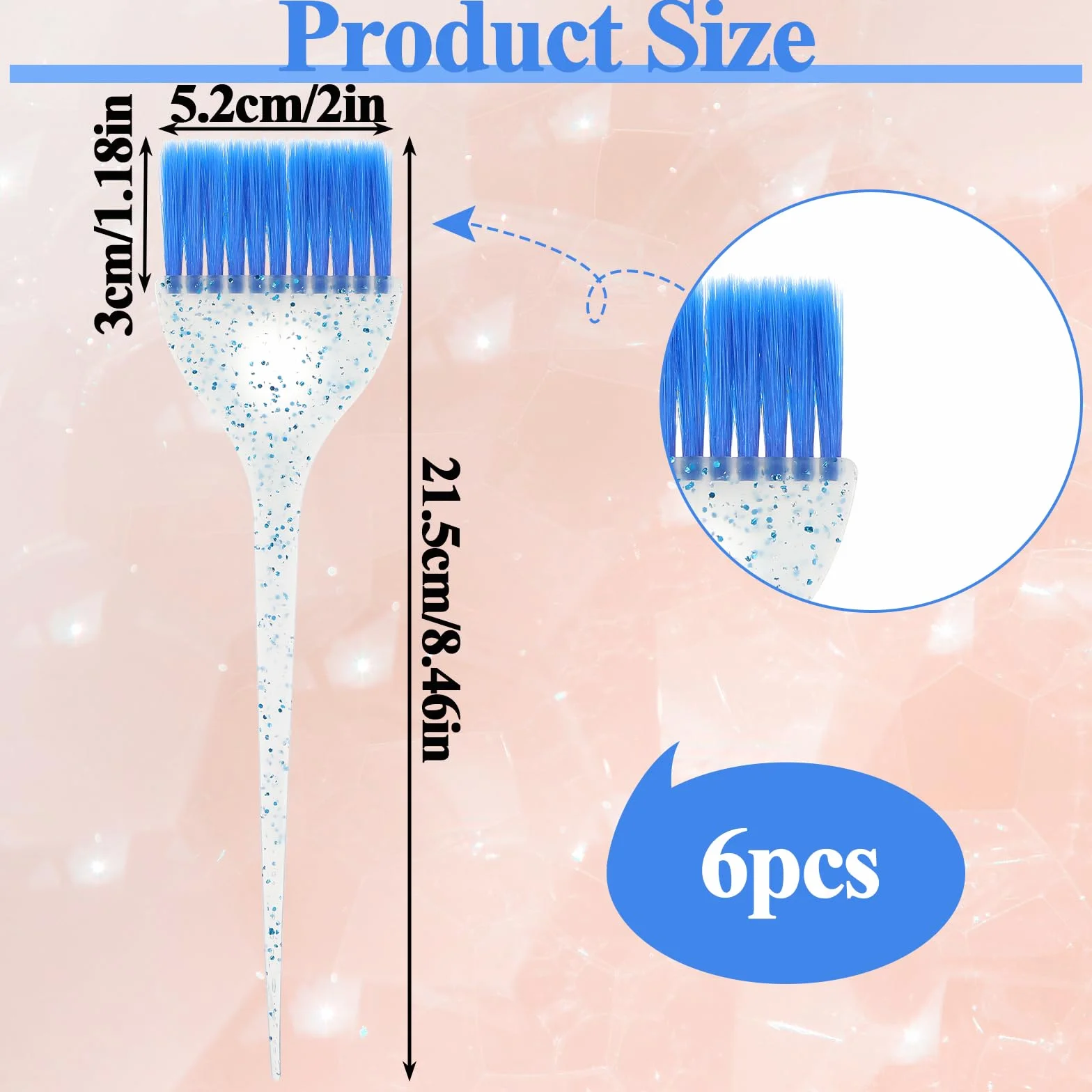 TIESOME Set di 6 pennelli per tinture per capelli, applicatore di precisione, per colorare e acconciare, per uso domestico e professionale, strumenti per parrucchieri