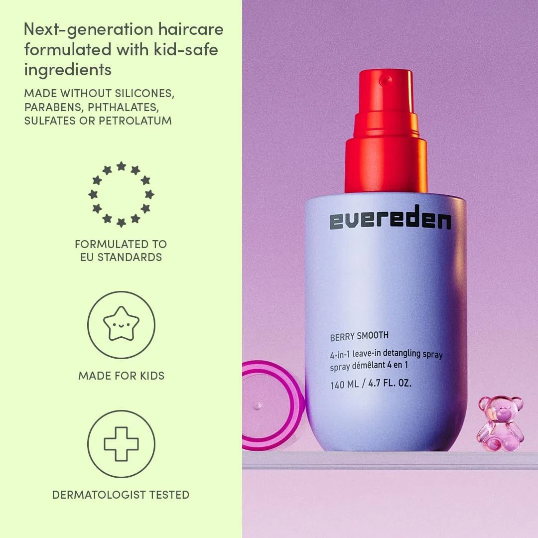 Evereden Spray districante per capelli per bambini: spray districante senza risciacquo 4 in 1: idrata, rafforza, protegge e affronta facilmente anche i nodi più difficili, pulito e vegano, per tutti i