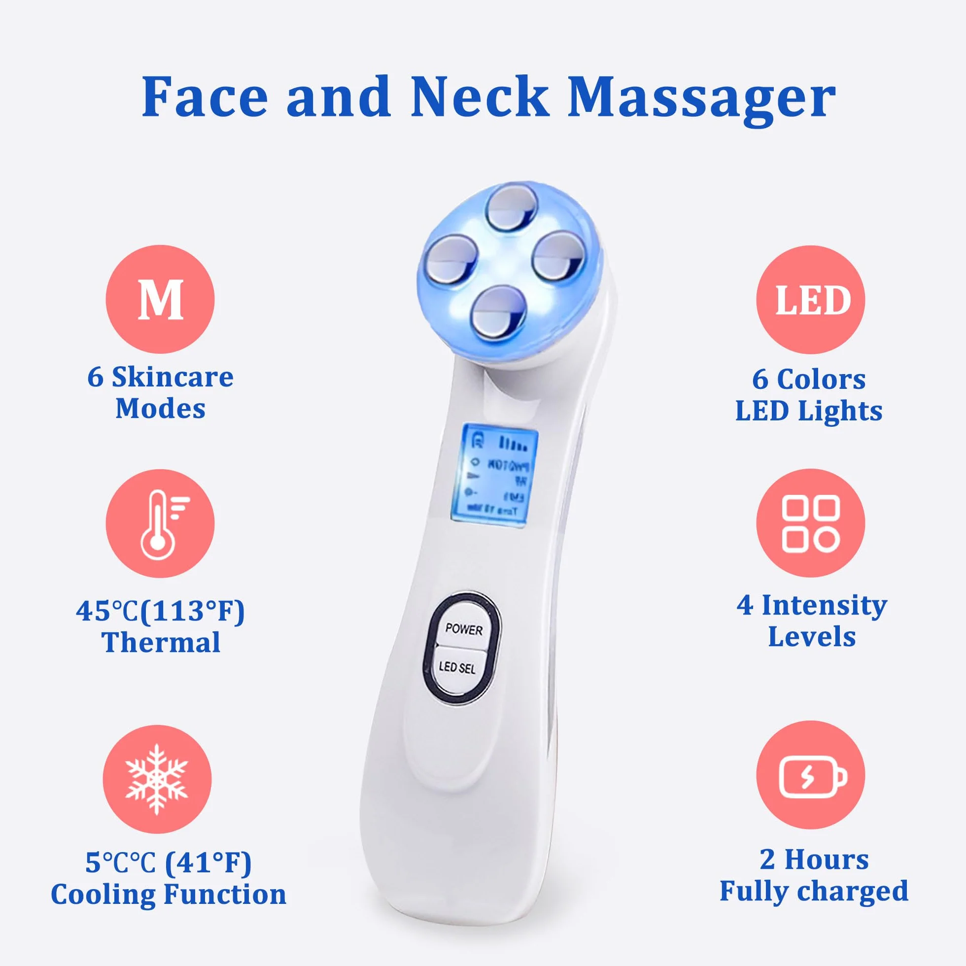 AILEDA Elettrico Massaggiatore Viso,il Lifting e il Rassodamento Della Pelle Cadente,Ultrasuoni Terapia LED Radiofrequenza Viso e Corpo Massaggiatore Viso Antirughe,Della Pelle Cura del Quotidiana