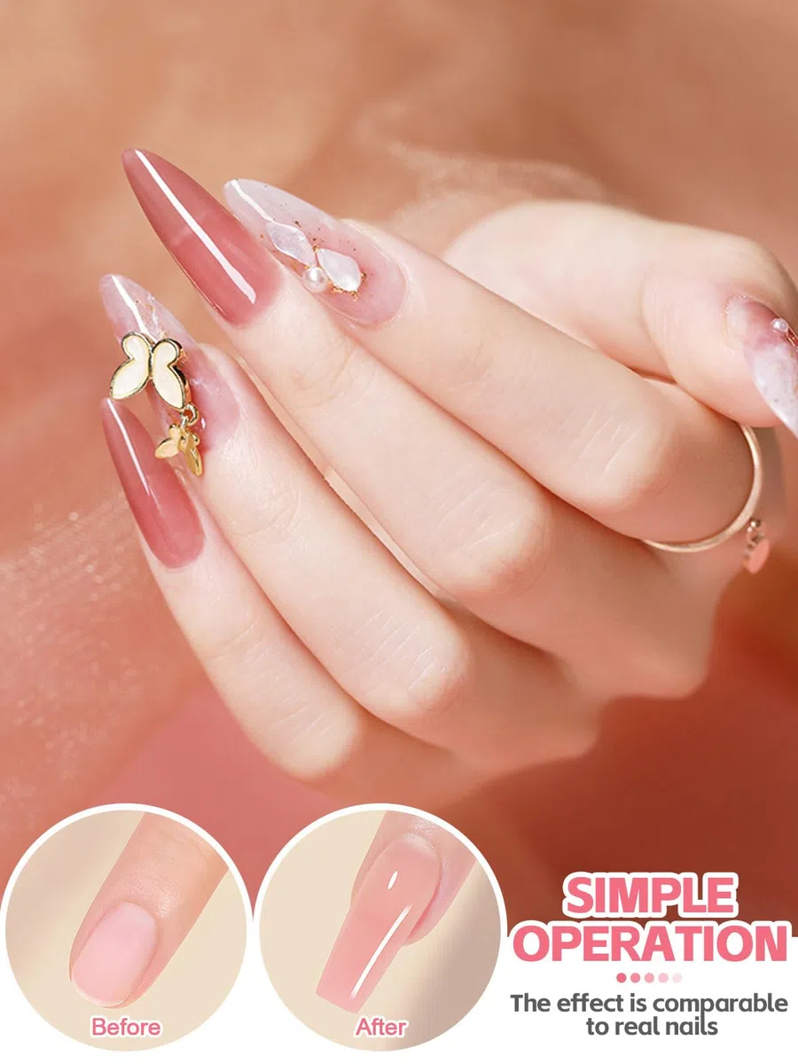 EBANKU Poly Gel Unghie Kit, 9 Colori Nail Extension Gel Kit Semipermanente Unghie Kit Rricostruzione Unghie Gel Completo con Lampada Unghie Finte Top Base Coat per Nail Art