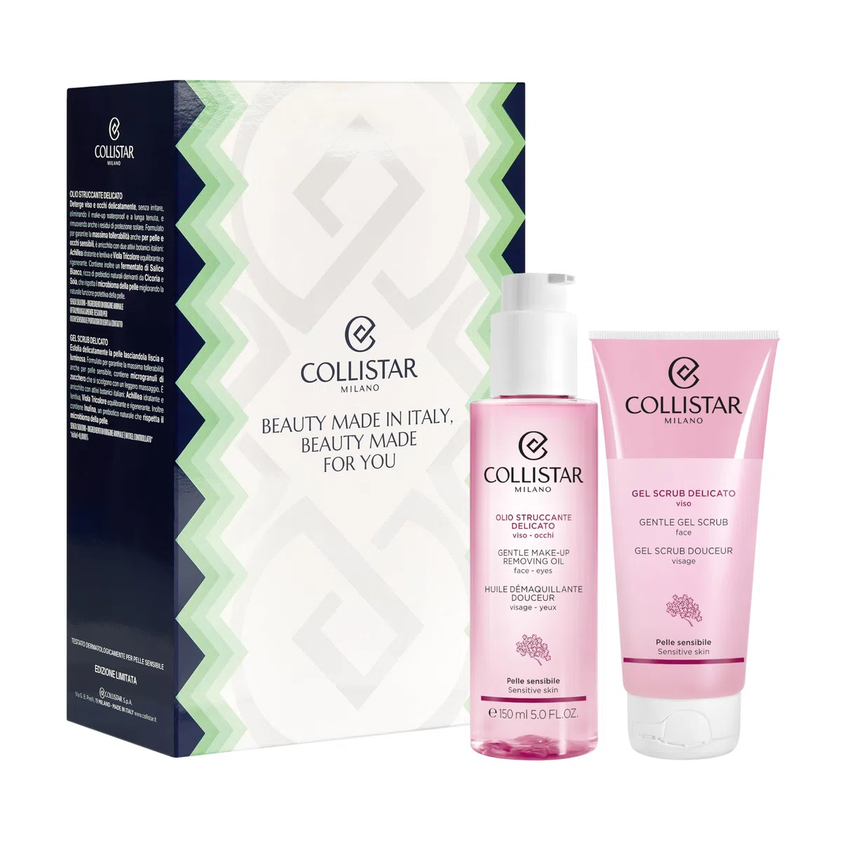 Collistar Cofanetto Regalo Detersione Delicata, Olio Struccante 150ml + Gel Scrub Viso 100ml, Rimuove Make-up Waterproof, Esfoliante Delicato, Pelle Sensibile, Made in Italy