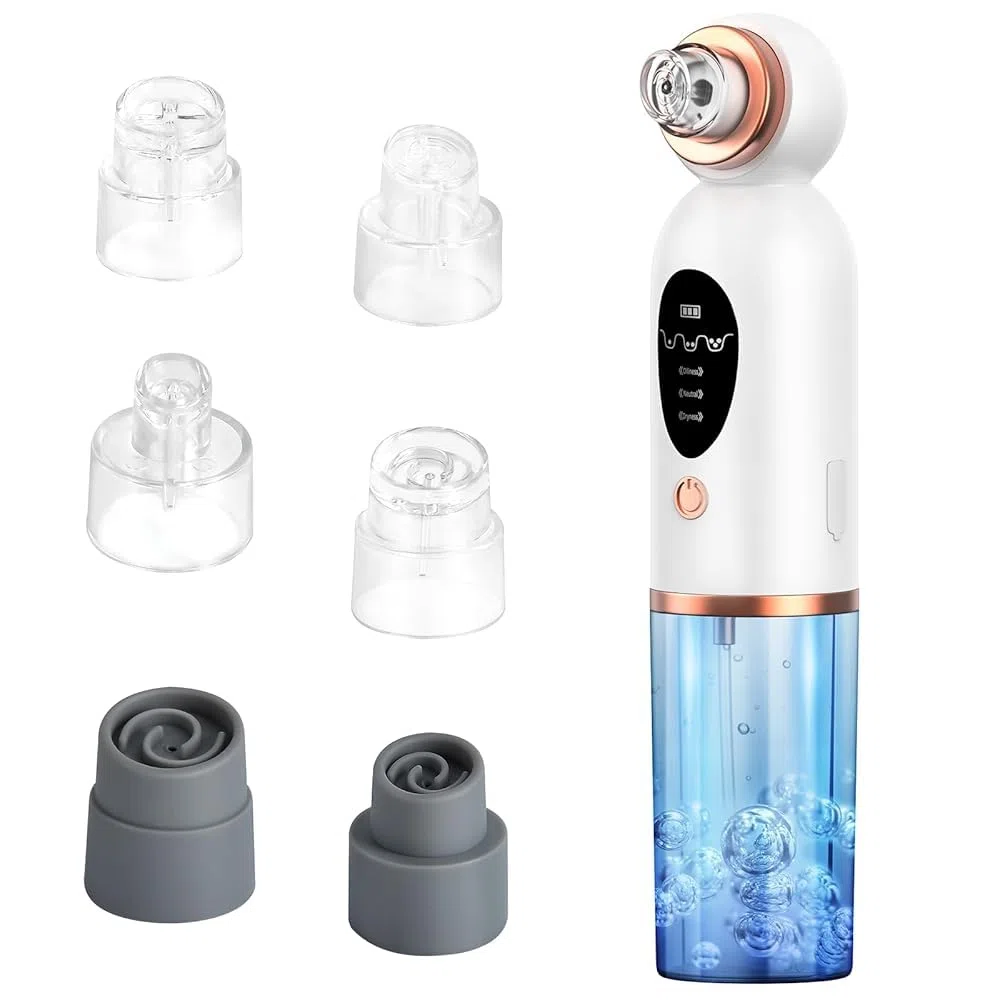 Aspiratore Punti Neri Professionale, Lrbsule Aspiratore Punti Neri Rimozione dei Grassi 6 Testine per Estrattore 3 Modalità di Aspirazione, Ricarica USB Blackhead Removal