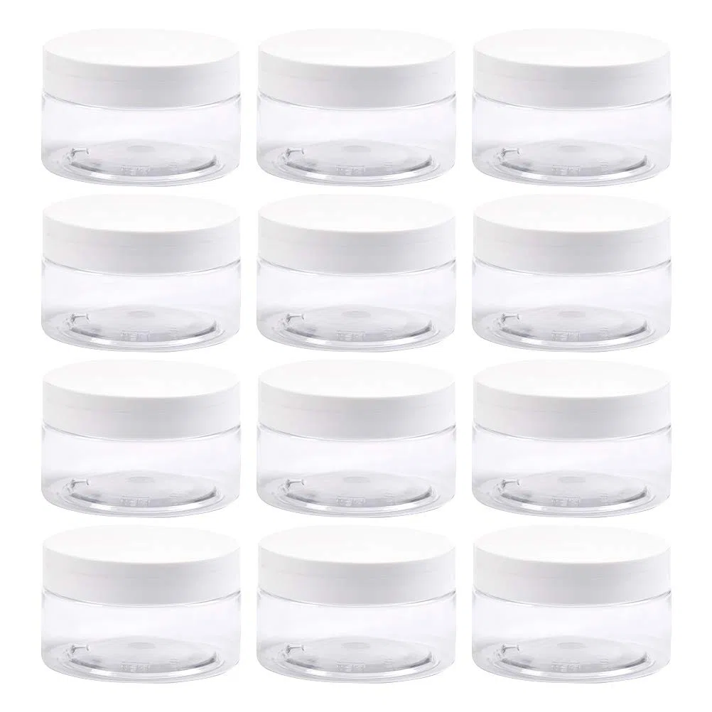 BUYGOO Contenitori Cosmetico 100ml/80g Vaso 12PZ, Vasetti Barattolo Plastica Bottiglie di Stoccaggio per Cosmetici Miele Tè