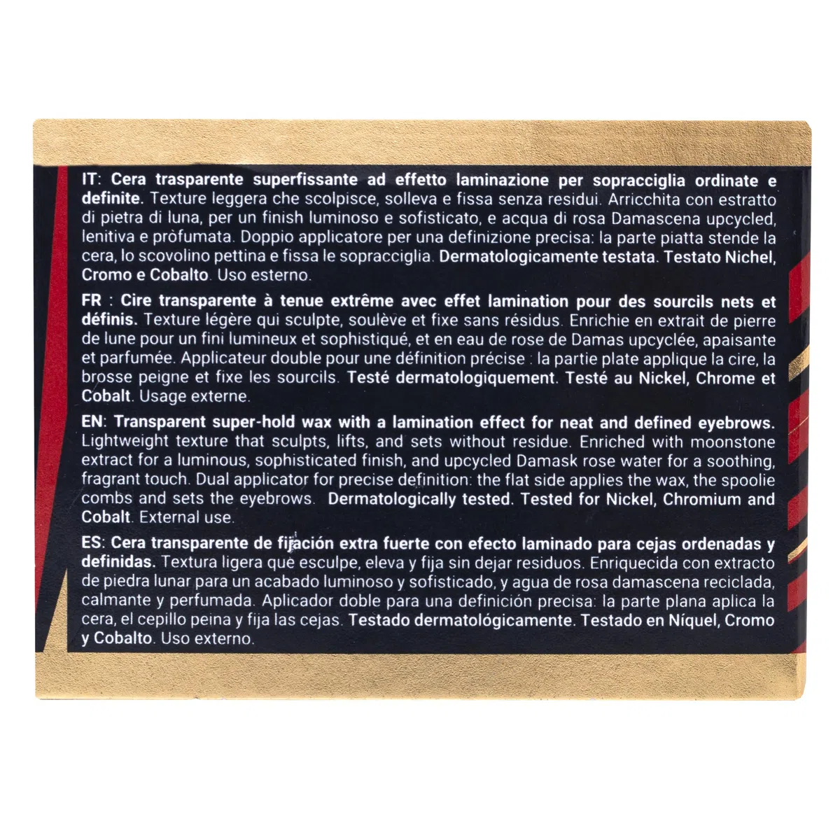 Rougj Cera Sopracciglia LA PECCHI - Fissante Sopracciglia Trasparente per Styling Naturale Effetto Laminazione con Acqua di Rosa - Brow Gel Pratico per Ritocchi Make up Veloci – Made in Italy