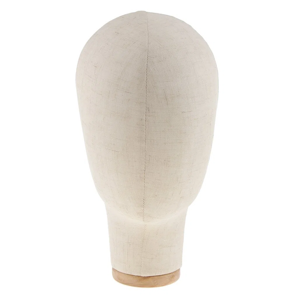 Espositore per Cappelli Da 21 Pollici con Testa di Manichino in Tela Professionale per Parrucca Nero/Beige - Beige
