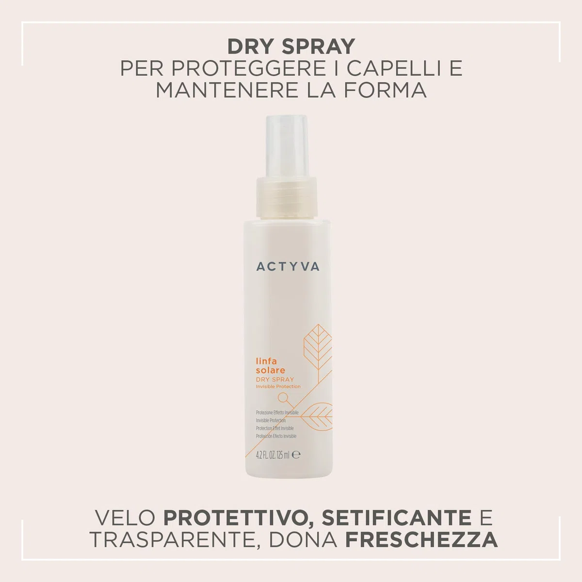 Actyva - Linfa Solare Dry Spray, Setificante Protettivo per Capelli, con Aloe Vera, Filtro UV - 125 ml