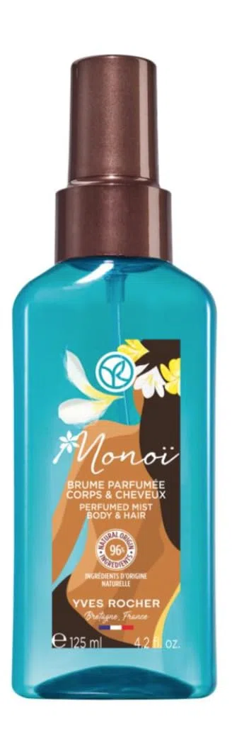 Yves Rocher Monoï Spray profumato per corpo e capelli, 125 ml, profumo rinfrescante con profumazione irresistibile