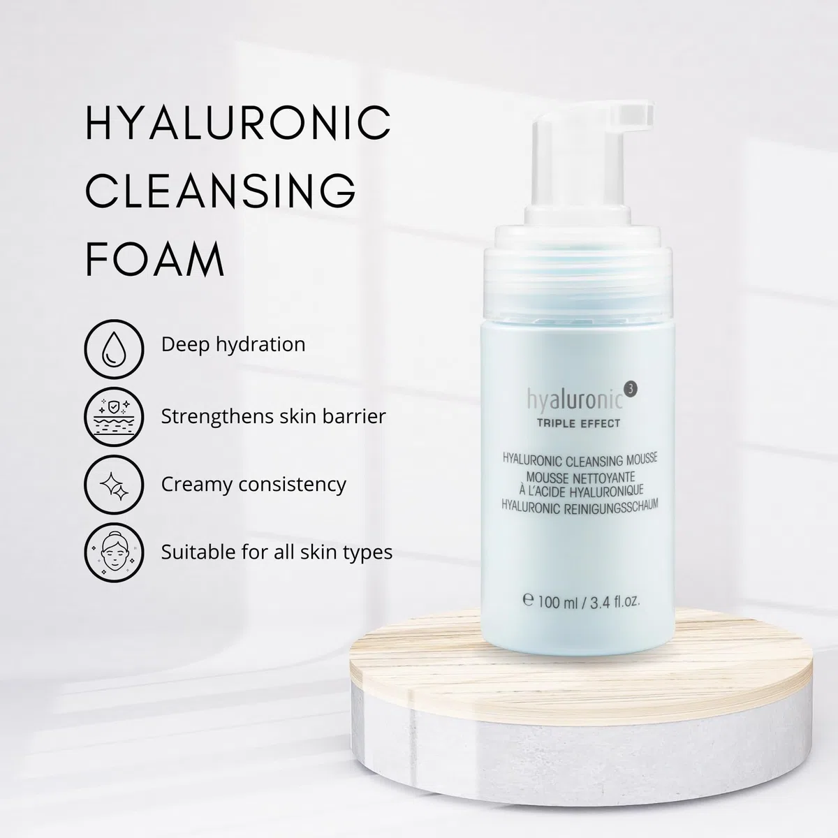 Hyaluronic 3, mousse detergente triplo effetto
