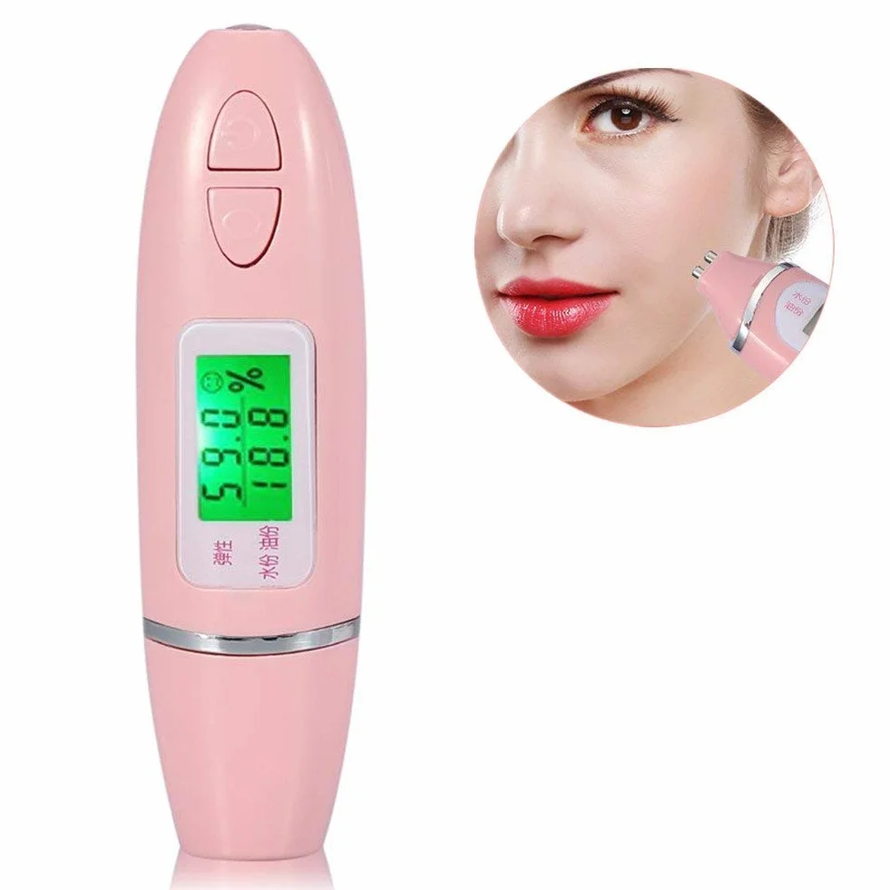 Analizzatore Della Pelle, Display LCD Digitale Portatile di Precisione di Umidità del Viso con Display Lcdper la Casa, Salone, Viaggio(Pink)