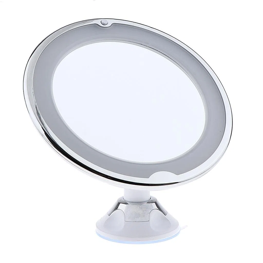 misppro Specchio da trucco illuminato con ingrandimento 7x, con ventosa, specchio da viaggio regolabile per piano di lavoro del bagno