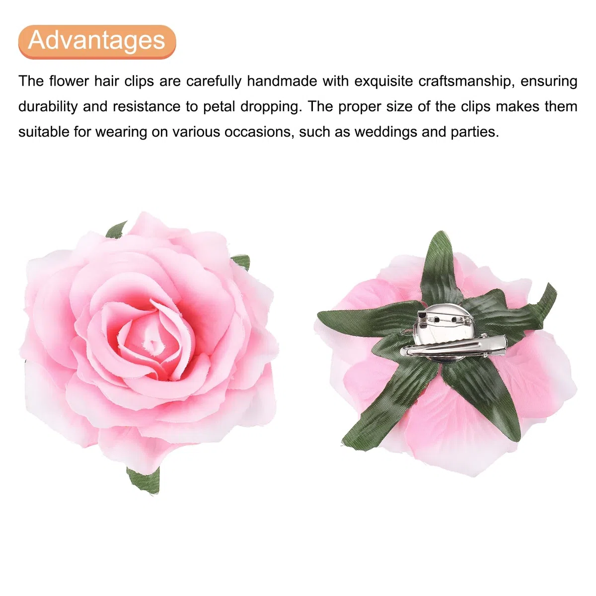 QUARKZMAN 5 Pz Fermagli per Capelli con Fiore di Rosa, Forcine per Capelli con Fiore da 4 Pollici, Spilla a Fiore per Accessori per Capelli da Donna, Bianco Rosa
