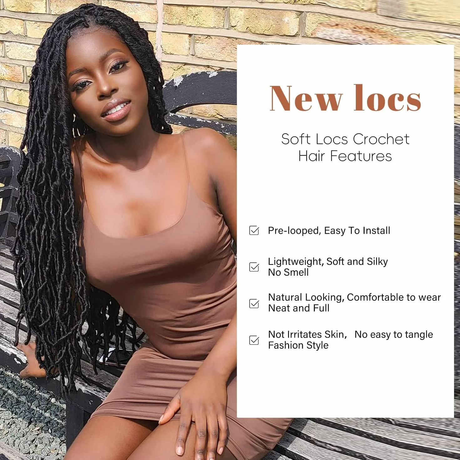 8 confezioni finte Locks Crochet Braids Meches Soft Locs Meches per trecce africane finte locs uncinetto capelli meches ricci per trecce (#1B, 60.9 CM(lotto da 7))