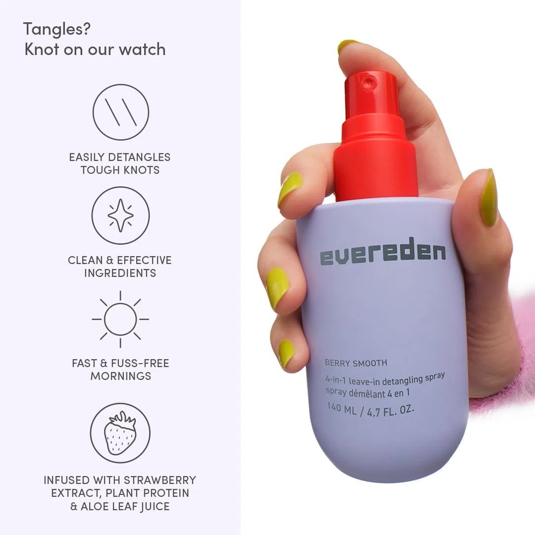 Evereden Spray districante per capelli per bambini: spray districante senza risciacquo 4 in 1: idrata, rafforza, protegge e affronta facilmente anche i nodi più difficili, pulito e vegano, per tutti i