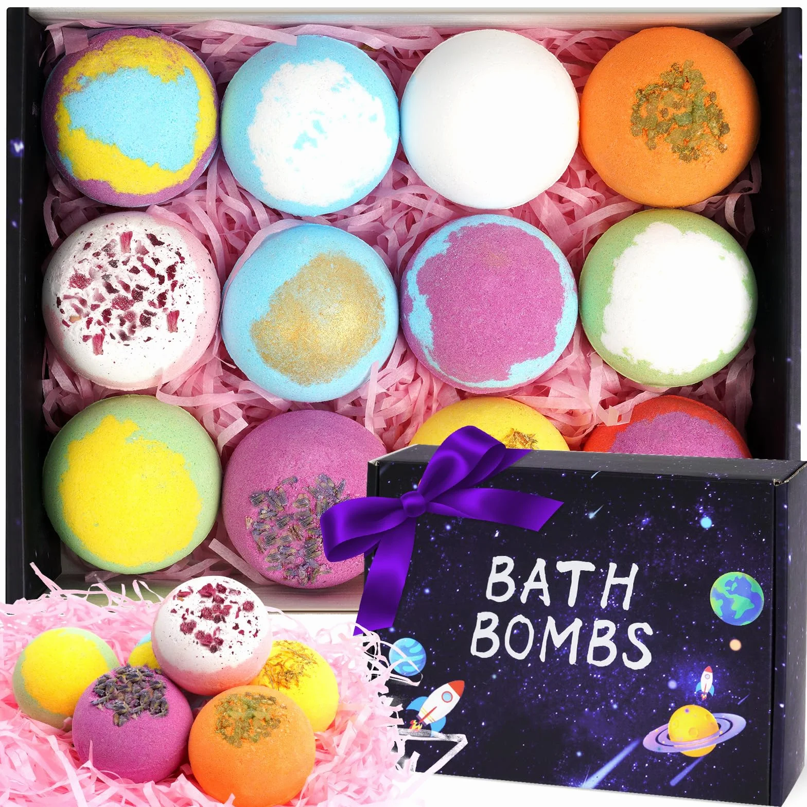 LOPHE Bombe da Bagno, 12 Pezzi Bomba da Bagno Set Bombe da Doccia Naturali e Biologiche, Bombe Bagno Profumate Bath Bomb Gift Set, Regalo Natale/Compleanno/Relax Donna, Mamma