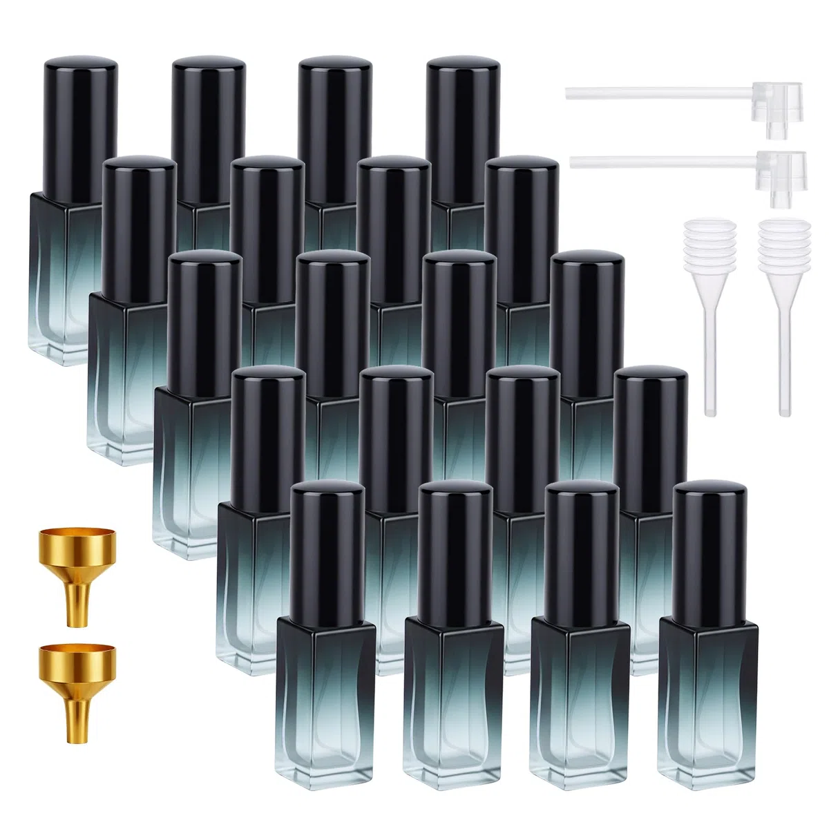 Segbeauty Porta Profumo da Borsetta, 20 Pezzi 5ml Vaporizzatore Profumo da Viaggio, Bottiglia Spray in Vetro Portatile, per Uomini e Donne (Graduale Blu)