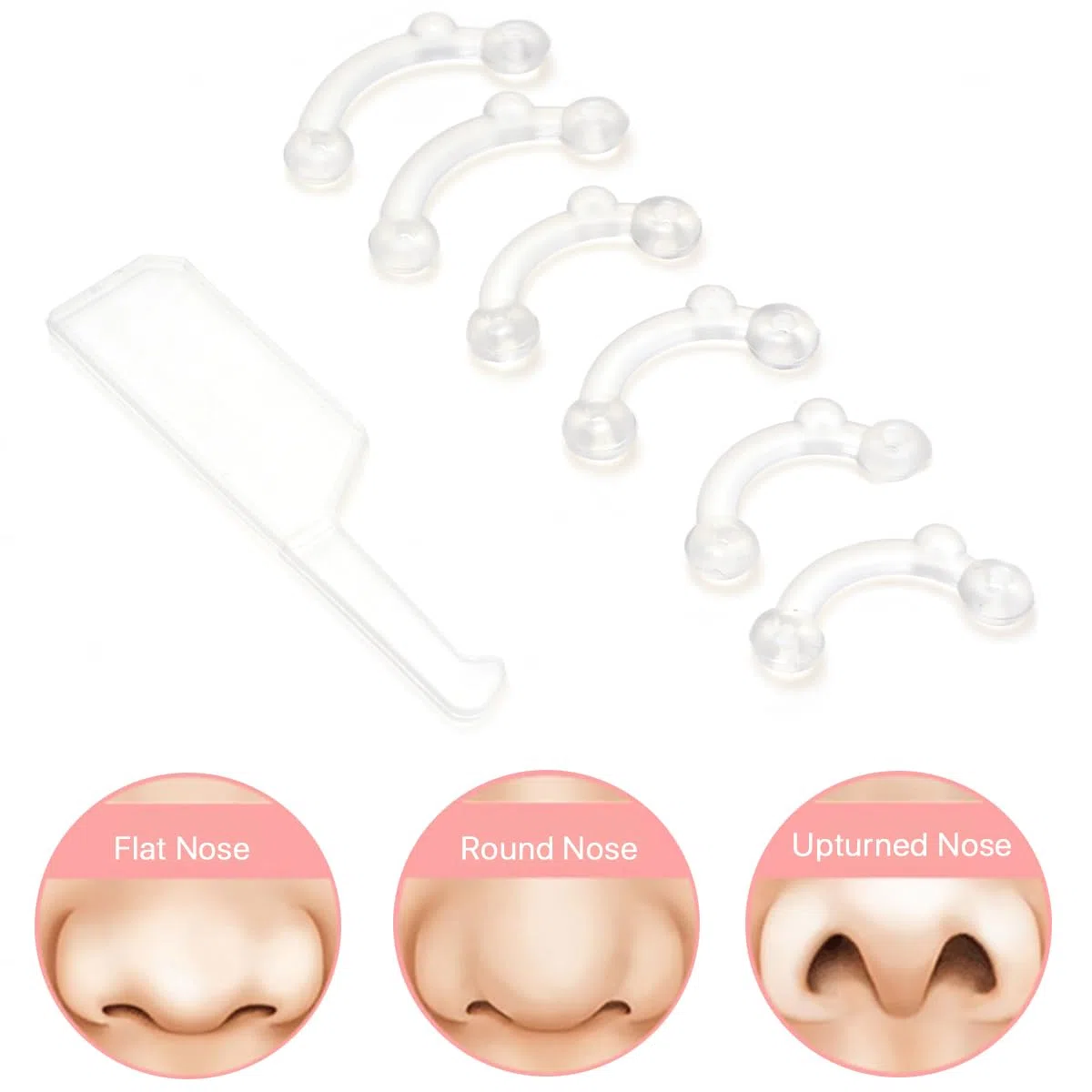 VANANA 6 paia di inserti per il sollevamento del naso, 3 misure, invisibili, in morbido silicone, nessun dolore, correttore per il naso, strumento di bellezza, comodo, facile da installare, rimovibile