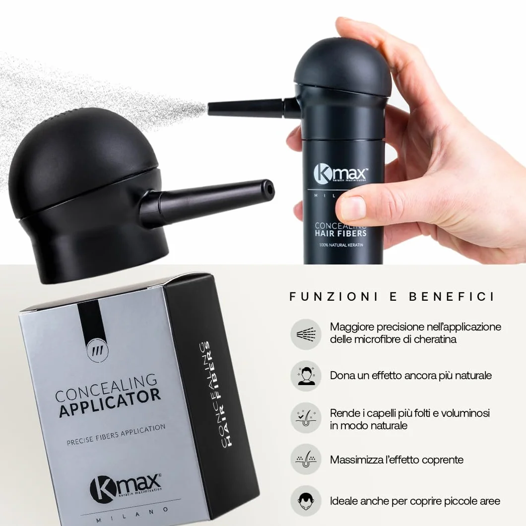 Kmax - Applicatore per fibre capillari anti diradamento capelli