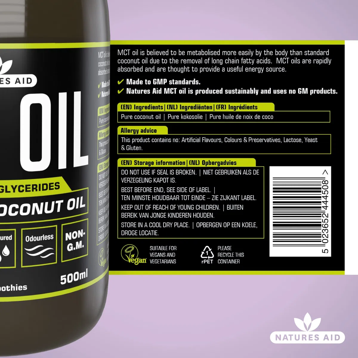 Natures Aid 100 Percento MCT Coconut Olio 500 ml